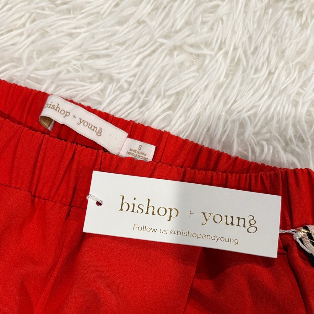 bishop + young Red Wide-Leg Track Pants with Striped Side Panel - Picture 3 of 3
